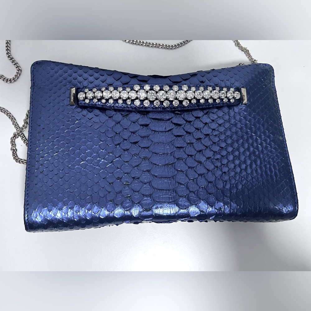 Jimmy Choo !Like new!
Venues Genuine Python Clutch With Crystal Bracelet Handle